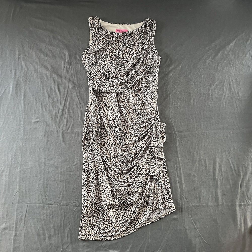 Betsey Johnson Leopard Cheetah Print Ruched Bodycon Dress - Picture 2 of 9